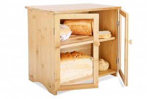 Bamboo countertop bread box