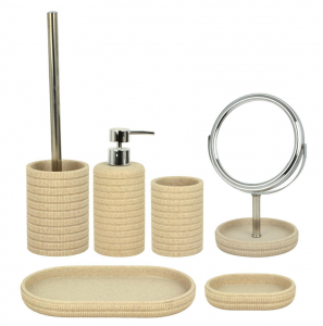 C01963 Resin 6-piece Bathroom Accessory Set, Stylish & Coordinated Organizer for Bathroom Essentials