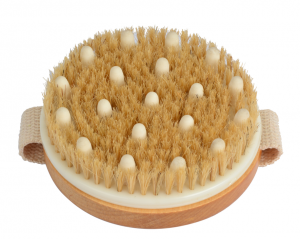 C10345 Natural Bristle Body Brush with Massage Nodes and Linen Strap for Shower & Exfoliation