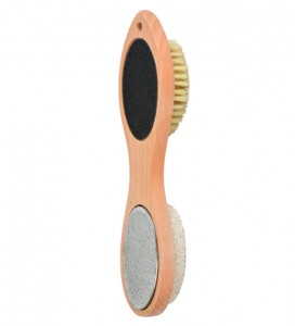 C10475 4-in-1 Body Care Brush with Wenge Wood Handle, Stone & Metal Components for Exfoliation & Foot Care