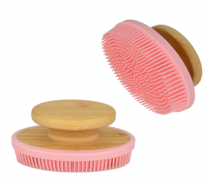 C10532 Silicone Head Bath Brush with Bamboo Handle