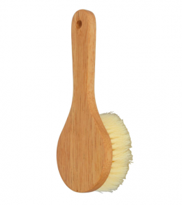 C10585 Rubber Wood Handle Body Brush, Nylon Bristle Exfoliating Brush for Shower & Spa
