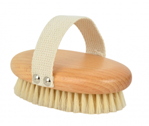 C10609 Natural Wooden Body Brush with Linen Strap for Shower and Bath