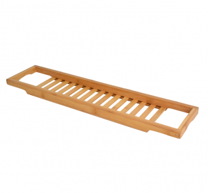 C13497 Bamboo Bathtub Caddy, Multi-functional Bathroom Organizer for Bath Essentials & Relaxation