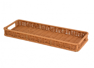 C13501 Rattan-like Bathroom Storage Tray, Multi-functional Organizer for Toiletries & Bath Essentials