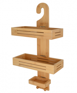 C13629 Foldable Bamboo Bathroom Shelf, Multi-tier Hanging Organizer for Toiletries & Bath Essentials