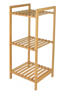 C13694 Bamboo 3-Tier Bathroom Shelf, Eco-friendly Organizer for Toiletries & Towels