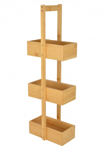 C13695 Bamboo 3-Tier Bathroom Storage Unit with Open Boxes, Eco-friendly Organizer for Toiletries & Cosmetics