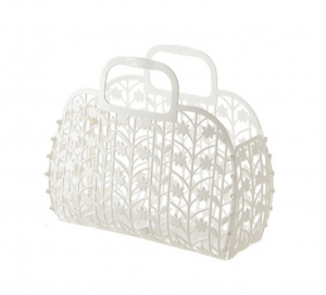 C13765 Elegant PE Bathroom Storage Basket with Floral Cutout Design