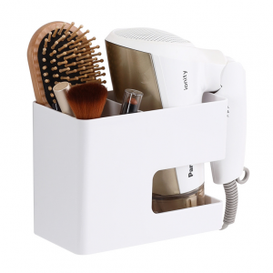 C13786 Wall-mounted Hair Dryer Holder, Multi-compartment Organizer for Bathroom Styling Essentials
