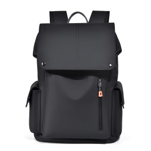 F04261 Minimalist Black Casual Backpack (Business & Daily Use Laptop Bag)