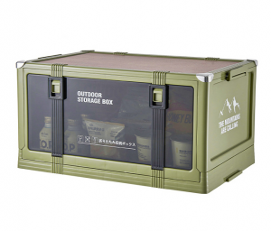 H01125 Foldable Outdoor Storage Box with Transparent Window, PP & MDF Material for Camping and Home Organization