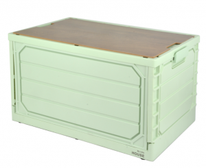 H01158 Foldable Outdoor Storage Box with MDF Board Top, Multi-functional Organizer for Patio & Home