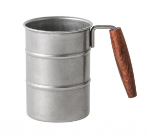 H04151 Outdoor Stainless Steel Mug with Acacia Wood Handle, Portable Drinkware for Camping and Daily Use