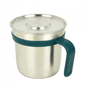 H04250 Outdoor Stainless Steel Mug with Lid and Handle, Portable Drinkware for Camping and Daily Use