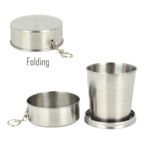 H04254 Foldable Outdoor Stainless Steel Cup, Portable Collapsible Mug for Camping and Travel