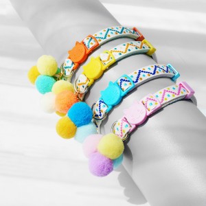 Y06004 Colorful Pom-Pom Cat Collar (Fashionable & Cute Adjustable Collar for Cats)