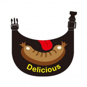 Y07001-1 “Delicious Sausage” Black Pet Bandana Collar (Humorous & Stylish Bib Collar for Dogs & Cats)