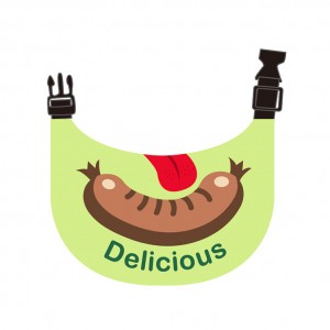 Y07001-2 “Delicious Sausage” Green Pet Bandana Collar (Playful & Stylish Bib Collar for Dogs & Cats)