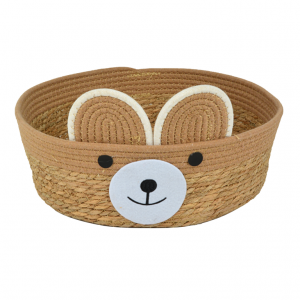 Y12359-2 Adorable Bear-shaped Woven Straw Pet Bed