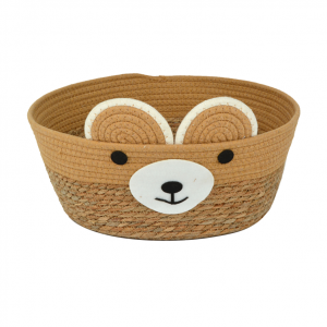 Y12359-3 Bear-shaped Woven Straw Pet Bed