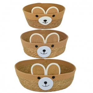 Y12359 Cute Bear-shaped Woven Pet Bed Set (3 Sizes)